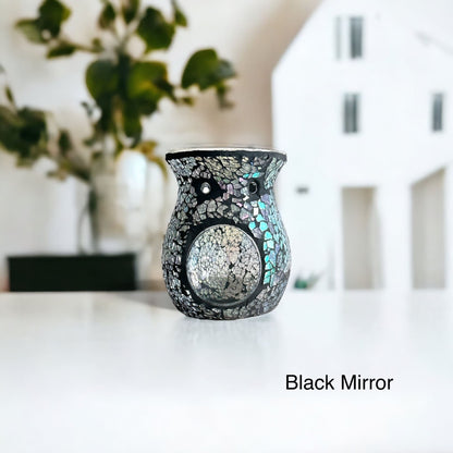 Tealight Burner  + 6 FREE Soy Melts - Black Mirror image